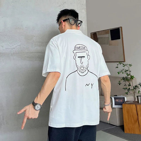 Men's Cartoon Print Polo Shirt