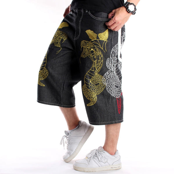Men's Fashion Embroidered Hip Hop Straight Leg Slip Pants