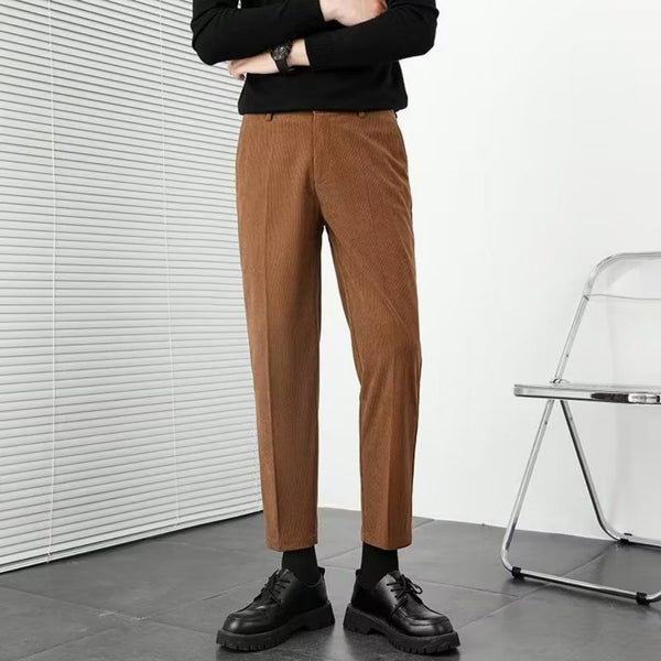 Men's Corduroy Business Fashion Solid Color Slim Fit Suit Pants