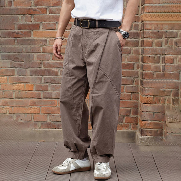 Men's casual loose solid color wide-leg pants