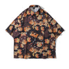 Loose and versatile printed couple lapel short sleeves