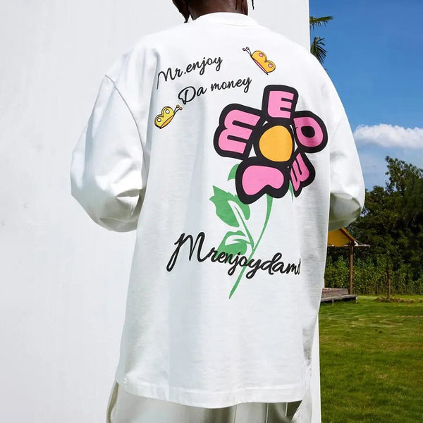 Hip Hop Street Retro Long Sleeve Cotton Men's T-Shirt