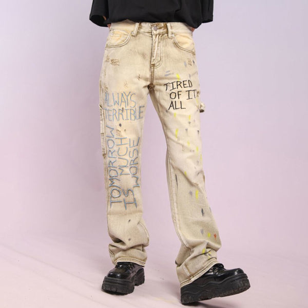American High Street Vintage Embroidered Men's Denim Trousers