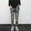 Men's Embroidered Ripped Straight Jeans