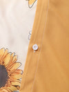 Sunflower Print Patchwork Lapel Holiday Short Sleeve Shirts
