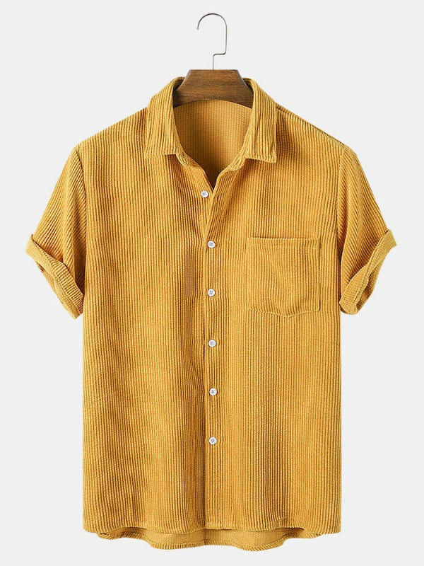 Corduroy Solid Color Breathable Casual Shirts
