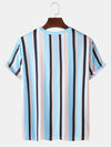 Vertical Stripes Print Loose Casual Breathable Round Neck T-Shirts