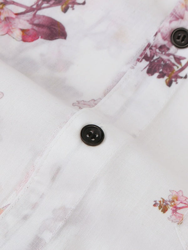 Flowers Printed Breathable Loose Short Sleeve Lapel Shirt