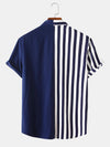 Men Patchwork Stripe Contrast Color Casual Shirt