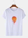 Sunrise Print Solid Color Breathable Loose O-Neck T-Shirts