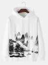 Landscape Painting Print Drawstring Pullover Hoodies